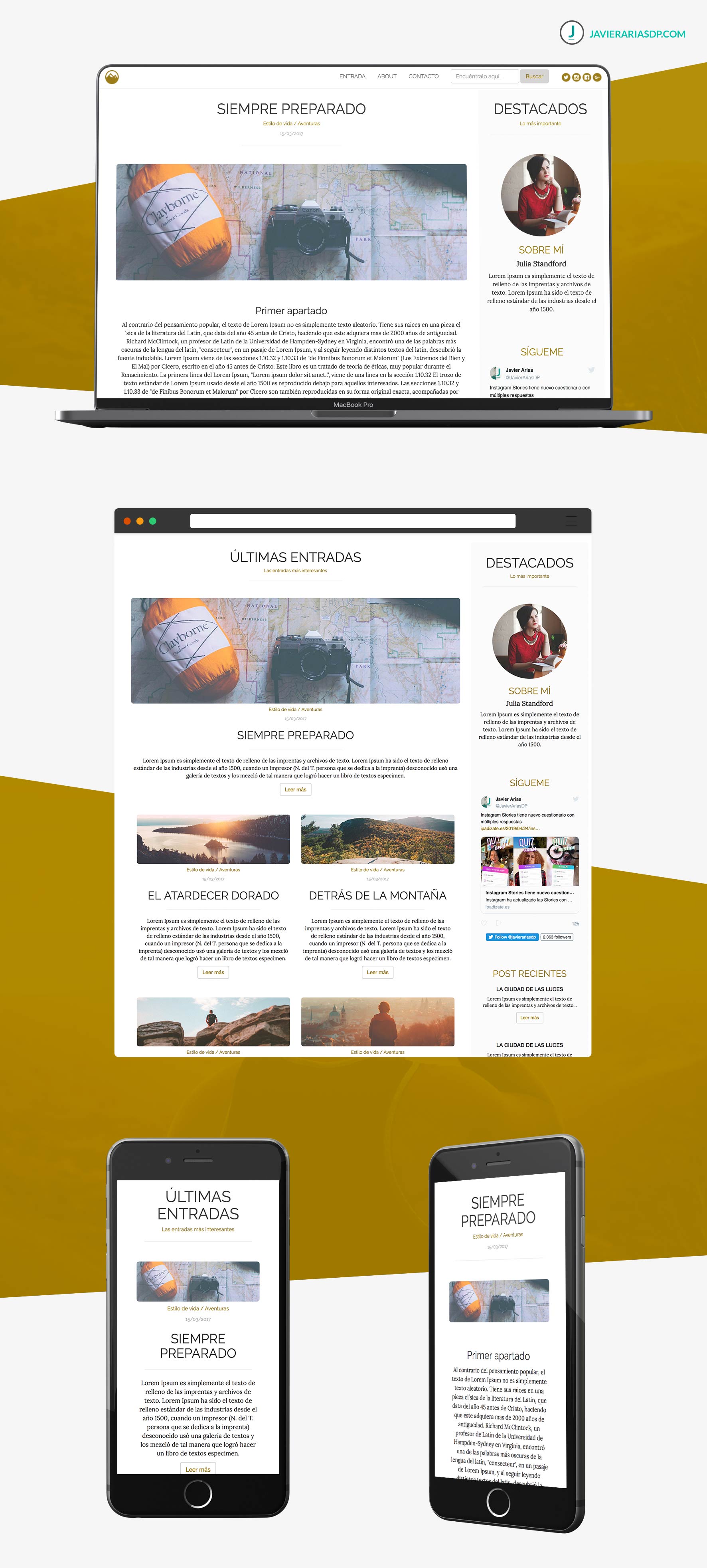 Javier arias del prado, ux, ui, usabilidad, experiencia de usuario, template, bootstrap, HTML5, CSS3, grand adventure,
